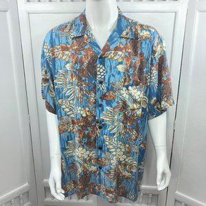 Young USA Mens Hawaiian Shirt Floral Volcano Ale Beer All Over Print Size 2XL